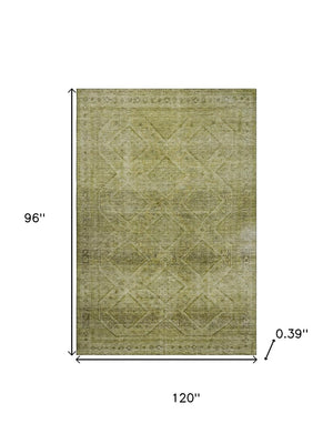 HomeRoots 9' X 12' Sage & Beige Geometric Area Rug - Washable, UV Protected, Perfect for Kids & Pets! 716736