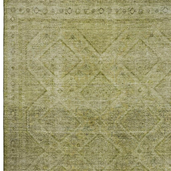HomeRoots 10' Sage & Beige Geometric Washable Area Rug - UV Protected, Soft, Durable, Ideal for Family Homes 716737