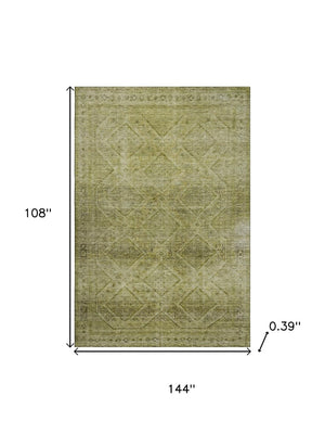 HomeRoots 10' Sage & Beige Geometric Washable Area Rug - UV Protected, Soft, Durable, Ideal for Family Homes 716737