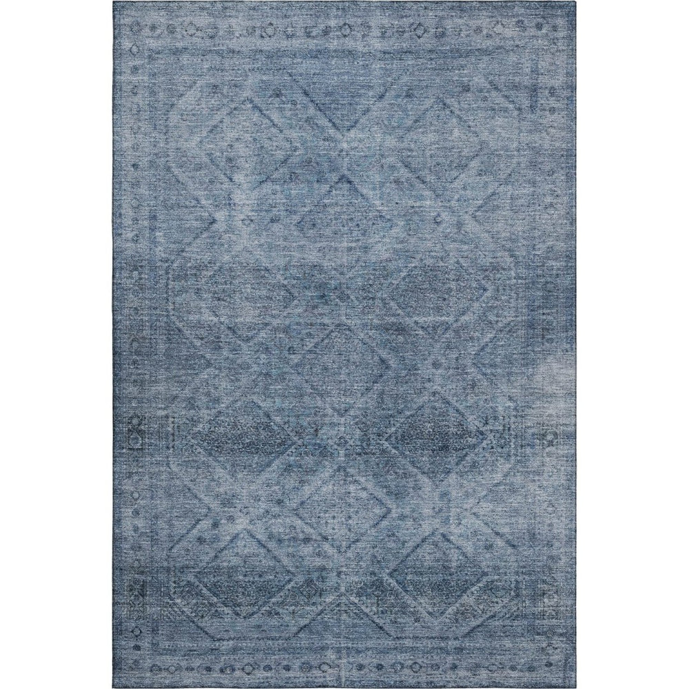 HomeRoots 5' X 8' Blue and Gray Geometric Area Rug - Washable, Stain Resistant, UV Protected for Busy Homes 716739