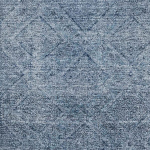 HomeRoots 8' Blue and Gray Geometric Washable Round Rug - UV Protected, Stain Resistant, Perfect for Busy Homes! 716740