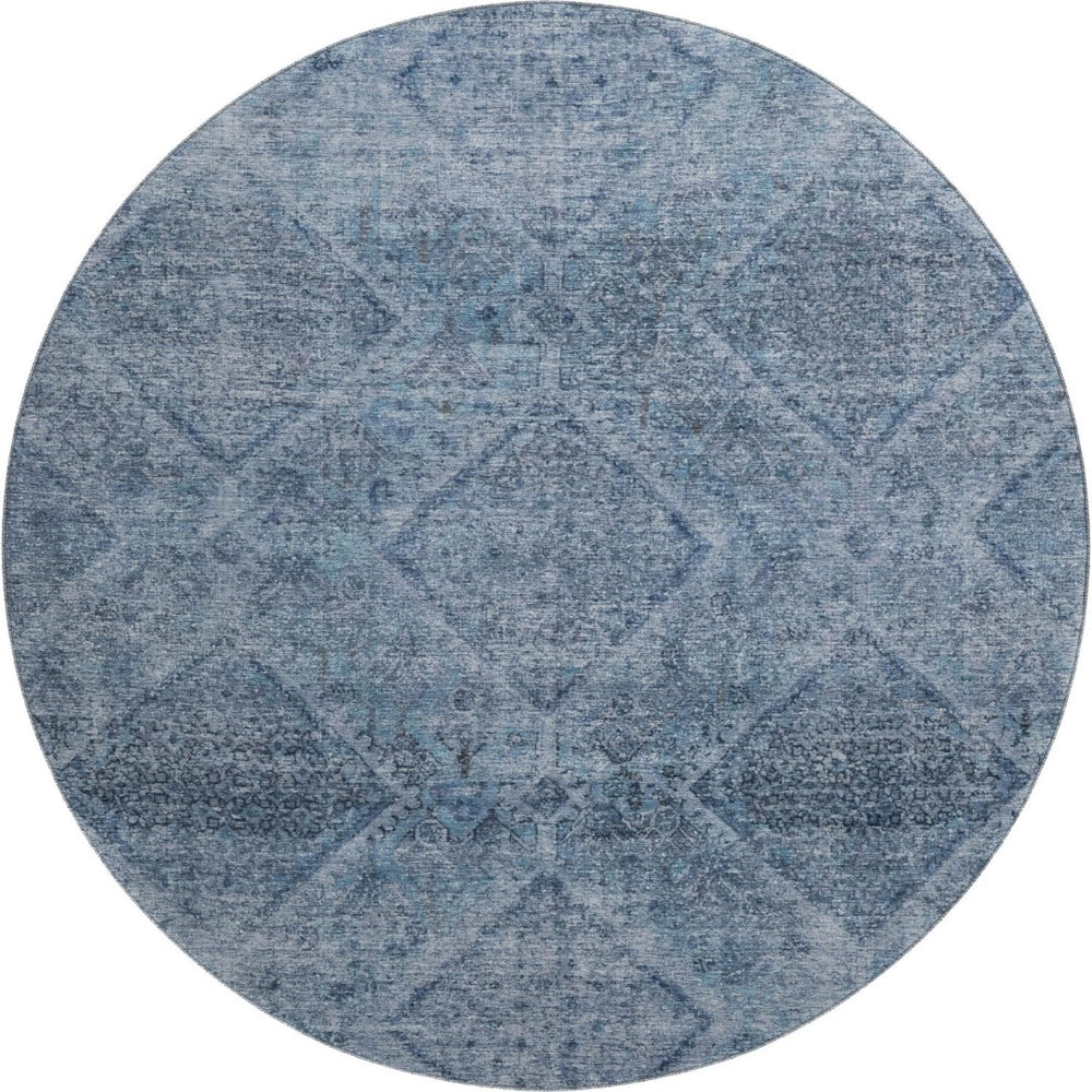 HomeRoots 8' X 10' Stylish Blue and Gray Geometric Washable Area Rug with UV Protection for Home Decor 716741