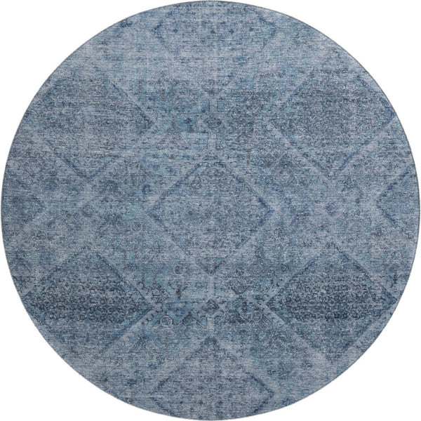 HomeRoots 8' X 10' Stylish Blue and Gray Geometric Washable Area Rug with UV Protection for Home Decor 716741