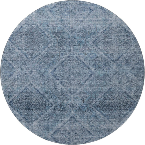 HomeRoots 8' X 10' Stylish Blue and Gray Geometric Washable Area Rug with UV Protection for Home Decor 716741