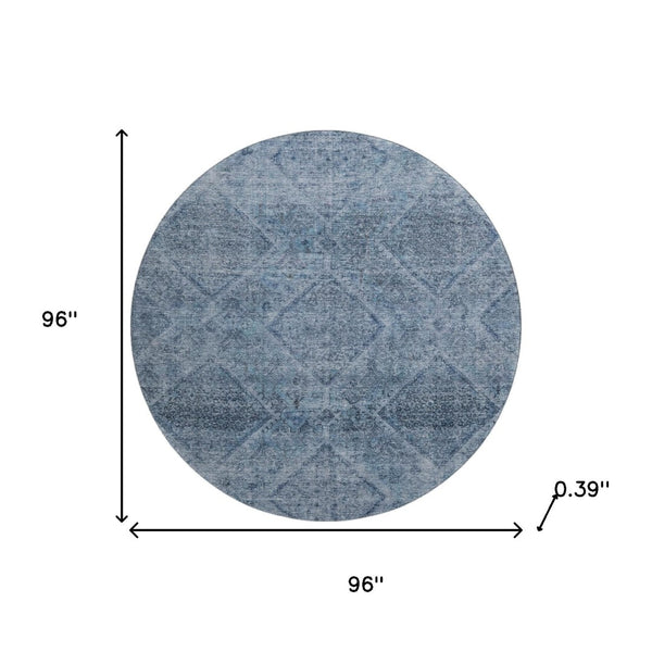 HomeRoots 8' X 10' Stylish Blue and Gray Geometric Washable Area Rug with UV Protection for Home Decor 716741