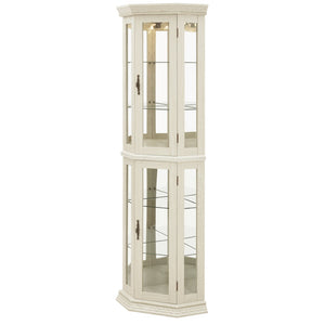 English Elm Lighted Corner Curio Cabinet with Led Glow Tempered Glass Shelves and Mirrored Back W2275P292641