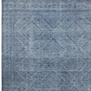 HomeRoots 9' X 12' Modern Geometric Blue and Gray Washable Area Rug with UV Protection for Kids & Pets 716742