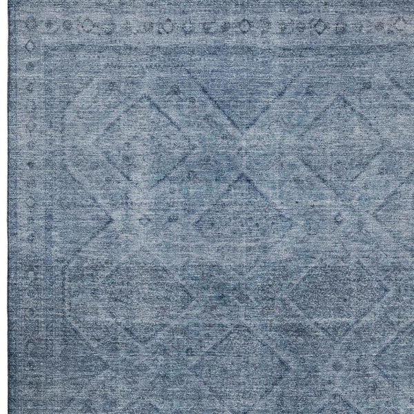 HomeRoots 9' X 12' Modern Geometric Blue and Gray Washable Area Rug with UV Protection for Kids & Pets 716742
