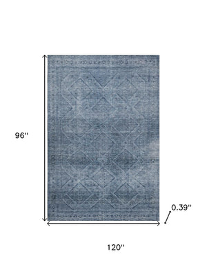 HomeRoots 9' X 12' Modern Geometric Blue and Gray Washable Area Rug with UV Protection for Kids & Pets 716742