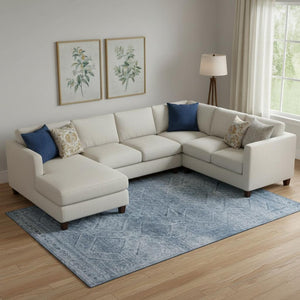 HomeRoots 9' X 12' Modern Geometric Blue and Gray Washable Area Rug with UV Protection for Kids & Pets 716742