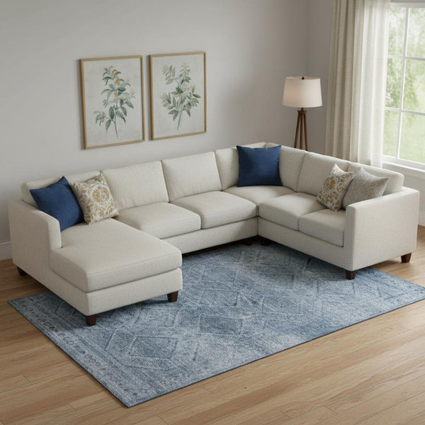 HomeRoots 9' X 12' Modern Geometric Blue and Gray Washable Area Rug with UV Protection for Kids & Pets 716742