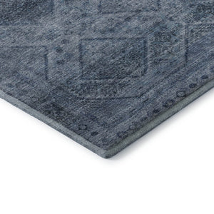 HomeRoots 10' Stylish Blue and Gray Geometric Washable Area Rug with UV Protection for High-Traffic Spaces 716743