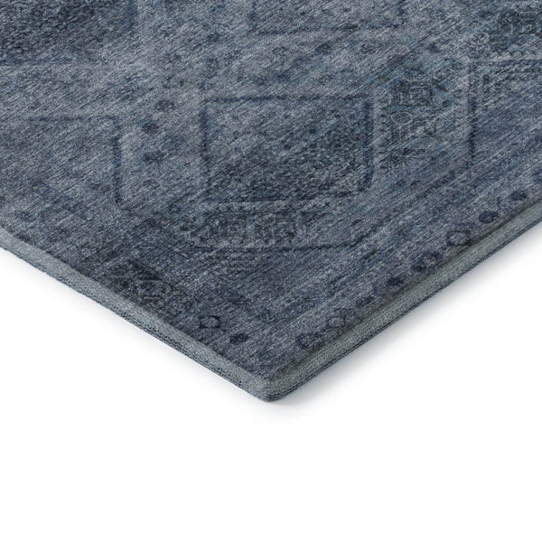 HomeRoots 10' Stylish Blue and Gray Geometric Washable Area Rug with UV Protection for High-Traffic Spaces 716743