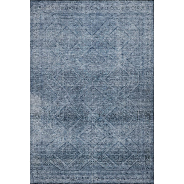 HomeRoots 10' Stylish Blue and Gray Geometric Washable Area Rug with UV Protection for High-Traffic Spaces 716743