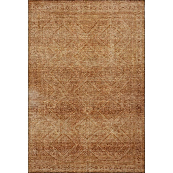 HomeRoots 5' X 8' Stylish Copper and Rust Geometric Area Rug - Washable, UV Protected, and Pet-Friendly Design 716745