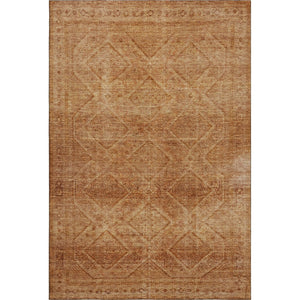 HomeRoots 8' Copper and Rust Geometric Washable Round Rug - UV Protected, Stain-Resistant, Modern Design 716746