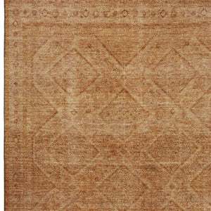 HomeRoots 8' Copper and Rust Geometric Washable Round Rug - UV Protected, Stain-Resistant, Modern Design 716746