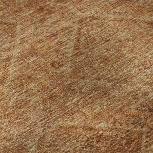 HomeRoots 8' Copper and Rust Geometric Washable Round Rug - UV Protected, Stain-Resistant, Modern Design 716746
