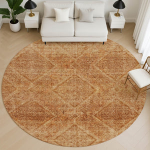 HomeRoots 8' X 10' Copper and Rust Geometric Area Rug - Washable, UV Protected, Durable & Pet-Friendly Design! 716747