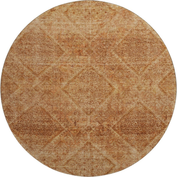 HomeRoots 8' X 10' Copper and Rust Geometric Area Rug - Washable, UV Protected, Durable & Pet-Friendly Design! 716747