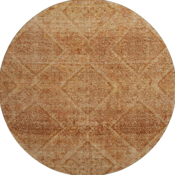 HomeRoots 8' X 10' Copper and Rust Geometric Area Rug - Washable, UV Protected, Durable & Pet-Friendly Design! 716747