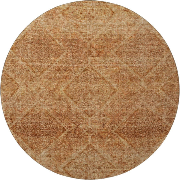 HomeRoots 8' X 10' Copper and Rust Geometric Area Rug - Washable, UV Protected, Durable & Pet-Friendly Design! 716747