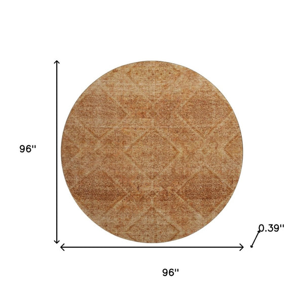 HomeRoots 8' X 10' Copper and Rust Geometric Area Rug - Washable, UV Protected, Durable & Pet-Friendly Design! 716747