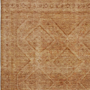 HomeRoots 9' X 12' Copper and Rust Geometric Area Rug - Durable, Washable, UV Protected for High-Traffic Spaces 716748