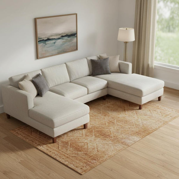 HomeRoots 10' X 14' Copper And Rust Geometric Area Rug – Washable, UV-Protected, Stylish, and Stain Resistant! 716749