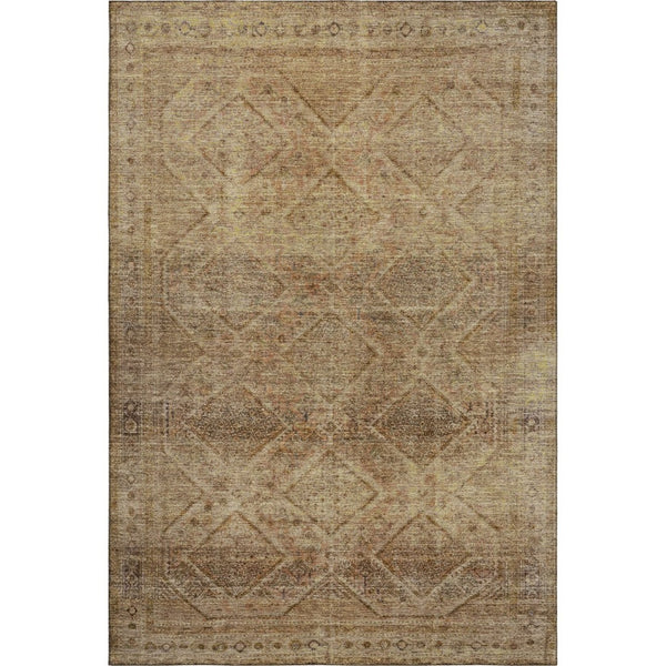 HomeRoots 5' X 8' Geometric Khaki & Beige Area Rug - Washable, Stain Resistant, UV Protected for Homes & Pets 716751