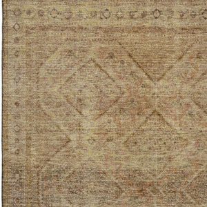 HomeRoots 5' X 8' Geometric Khaki & Beige Area Rug - Washable, Stain Resistant, UV Protected for Homes & Pets 716751
