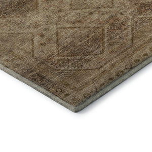 HomeRoots 5' X 8' Geometric Khaki & Beige Area Rug - Washable, Stain Resistant, UV Protected for Homes & Pets 716751