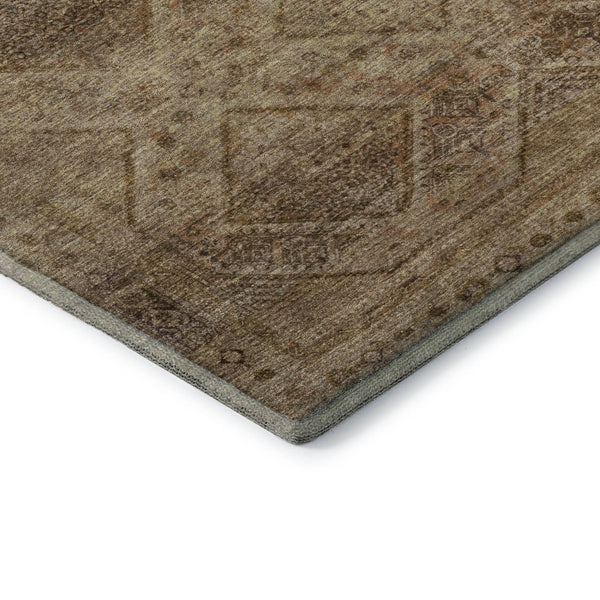 HomeRoots 5' X 8' Geometric Khaki & Beige Area Rug - Washable, Stain Resistant, UV Protected for Homes & Pets 716751