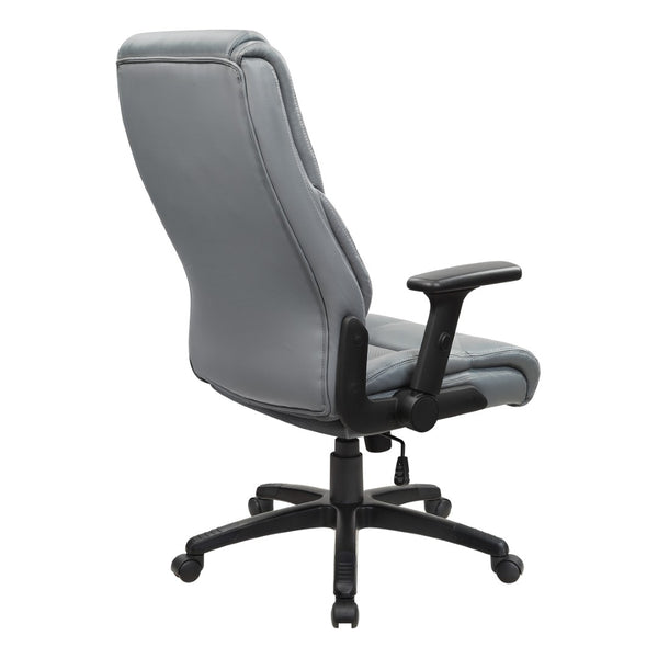 OSP Home Furnishings Exec High Back Bonded Leather Office Chair with Lumbar Support and Pneumatic Lift Grey EC93580-EC42