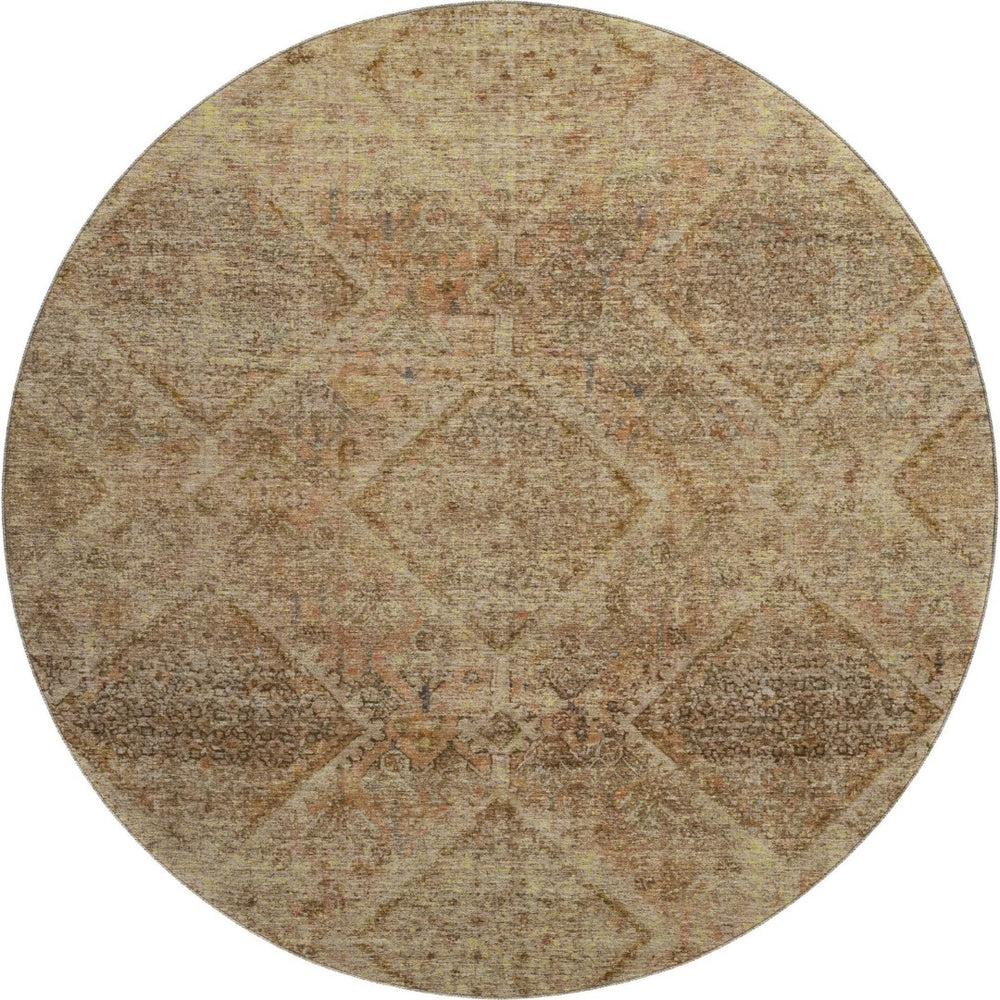 HomeRoots 8' X 10' Modern Khaki & Beige Geometric Area Rug - Washable, UV-Protected, Durable, Easy-Care Design 716753