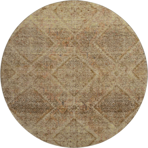 HomeRoots 8' X 10' Modern Khaki & Beige Geometric Area Rug - Washable, UV-Protected, Durable, Easy-Care Design 716753