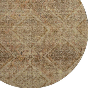 HomeRoots 8' X 10' Modern Khaki & Beige Geometric Area Rug - Washable, UV-Protected, Durable, Easy-Care Design 716753