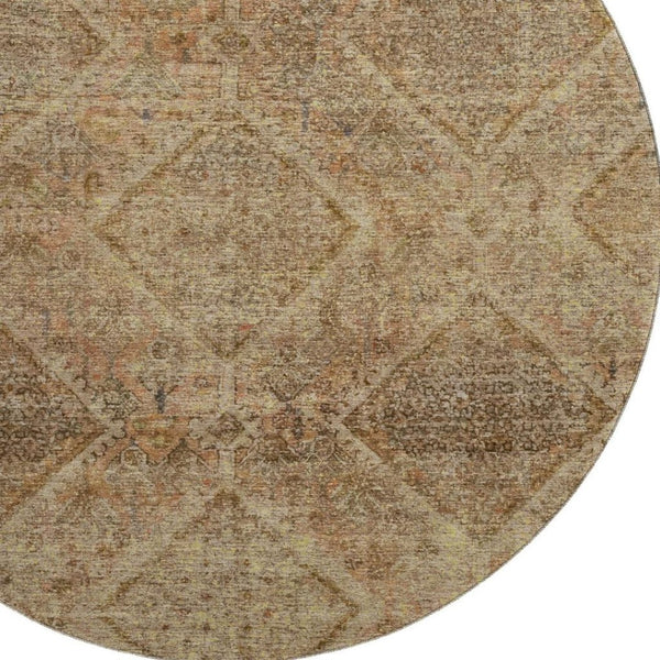 HomeRoots 8' X 10' Modern Khaki & Beige Geometric Area Rug - Washable, UV-Protected, Durable, Easy-Care Design 716753