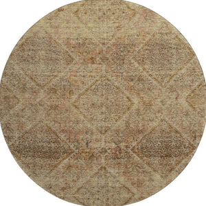 HomeRoots 8' X 10' Modern Khaki & Beige Geometric Area Rug - Washable, UV-Protected, Durable, Easy-Care Design 716753