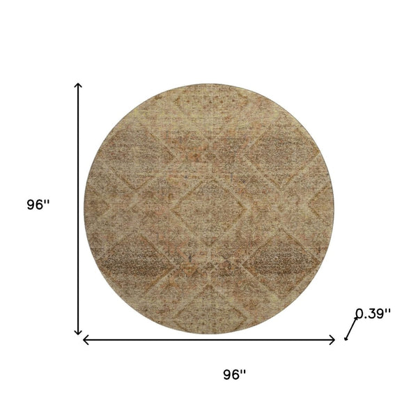 HomeRoots 8' X 10' Modern Khaki & Beige Geometric Area Rug - Washable, UV-Protected, Durable, Easy-Care Design 716753