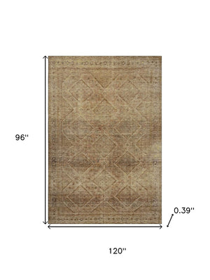HomeRoots 9' X 12' Stylish Khaki & Beige Geometric Washable Area Rug - UV Protected, Perfect for Busy Homes! 716754