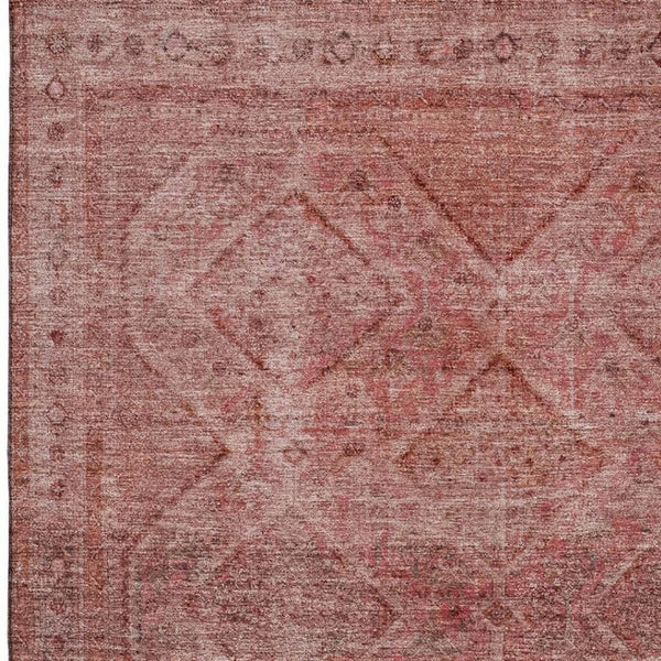 HomeRoots 8' Pink And Mauve Geometric Round Rug - Washable, UV-Protected, Durable & Stylish for Any Space 716758