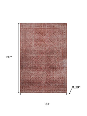 HomeRoots 8' Pink And Mauve Geometric Round Rug - Washable, UV-Protected, Durable & Stylish for Any Space 716758