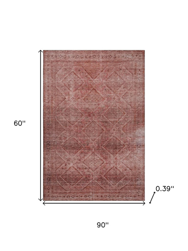 HomeRoots 8' Pink And Mauve Geometric Round Rug - Washable, UV-Protected, Durable & Stylish for Any Space 716758