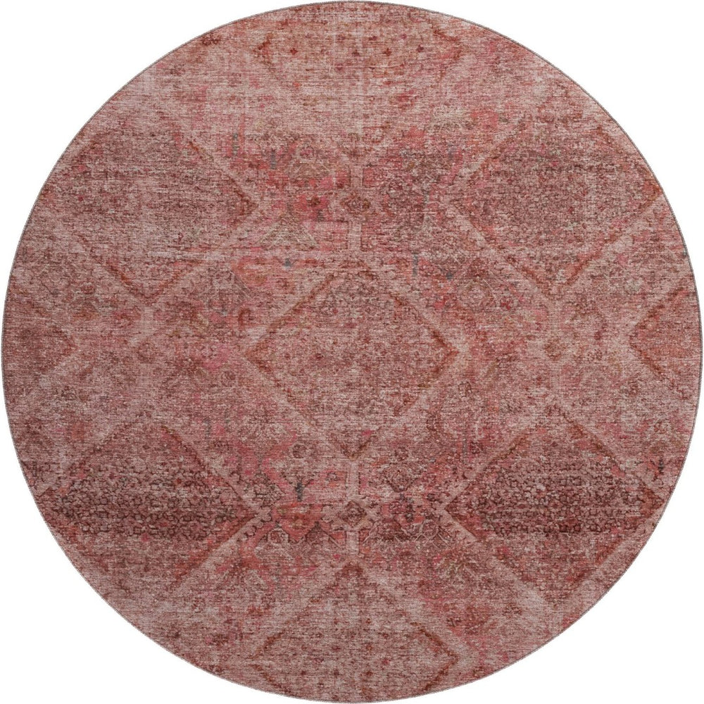 HomeRoots 8' X 10' Pink & Mauve Geometric Area Rug - Washable, UV Protected, Stain Resistant for Modern Homes 716759