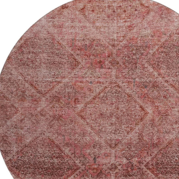 HomeRoots 8' X 10' Pink & Mauve Geometric Area Rug - Washable, UV Protected, Stain Resistant for Modern Homes 716759
