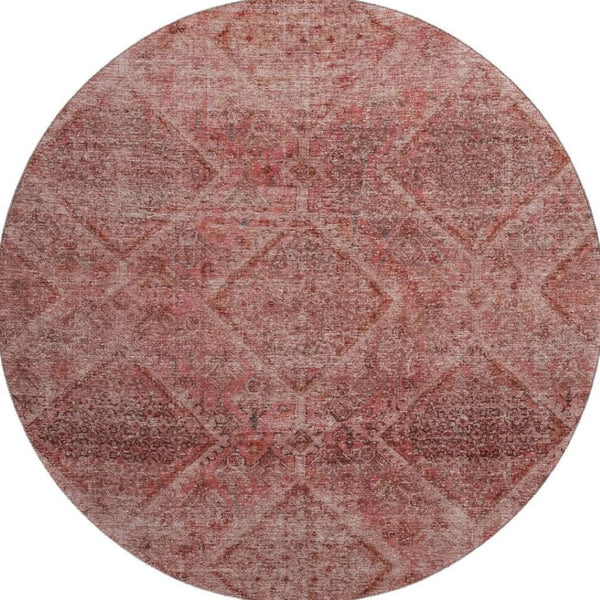 HomeRoots 8' X 10' Pink & Mauve Geometric Area Rug - Washable, UV Protected, Stain Resistant for Modern Homes 716759