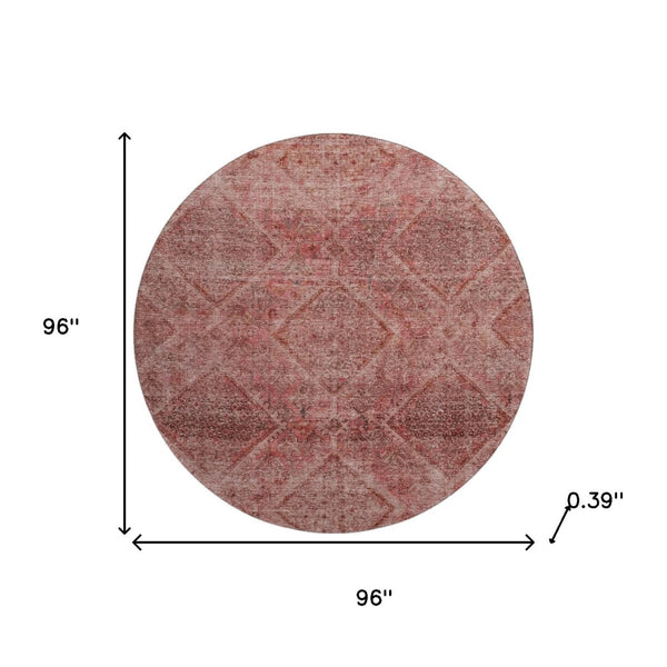 HomeRoots 8' X 10' Pink & Mauve Geometric Area Rug - Washable, UV Protected, Stain Resistant for Modern Homes 716759