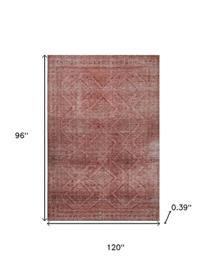 HomeRoots 9' X 12' Pink and Mauve Geometric Area Rug - Washable, Stain-Resistant, UV Protected for Busy Homes 716760