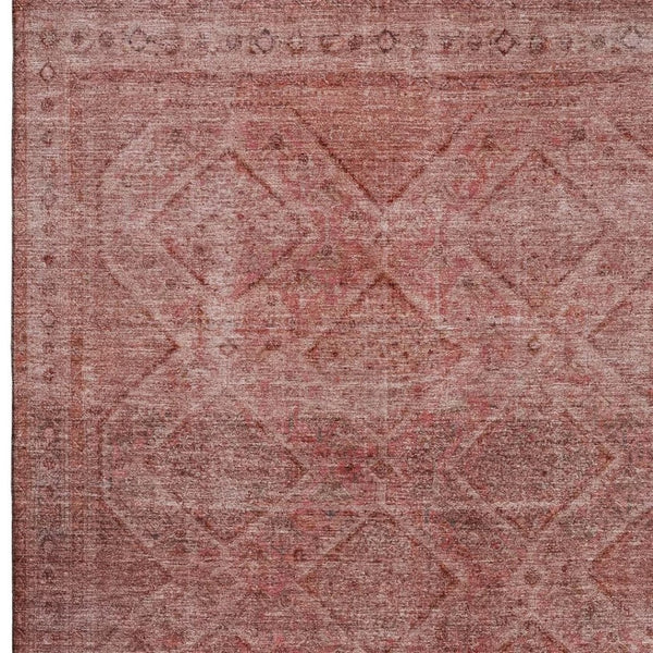 HomeRoots 10' X 14' Pink and Mauve Geometric Area Rug - Washable, UV Protected, Durable for High-Traffic Spaces 716761